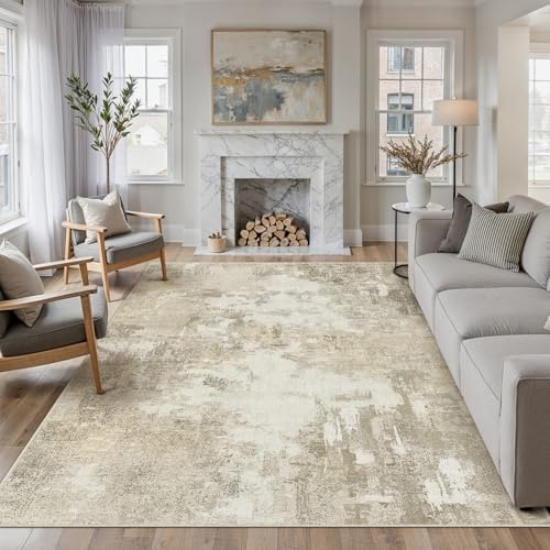 PureCozy Alfombra Salon 240x300cm Beige Alfombras Cocina Antideslizante Lavables Modernas Abstractas Tapete Infantil Habitacion Dormitorio Sala Pelo Corto Carpet