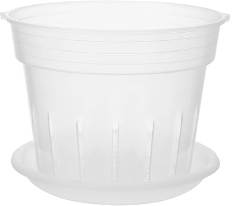 ORFOFE Macetas De Plástico Transparentes para Orquídeas y Plantas De Interior con Bandeja 160mm, Macetas Transpirables, Control De Raíces, Reutilizables y Ecológicas para Jardinera