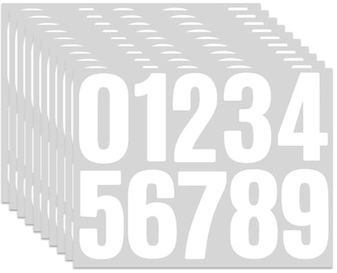 Large Self Adhesive Wheelie Bin Number, 4 Inch Wheelie Bin Numbers, Waterproof Self Adhesive Numbers 0-9 for Mailbox, Door, Address Number (White)