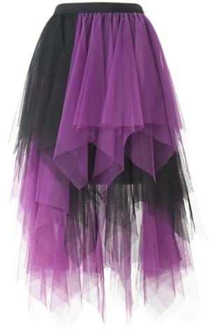 Raopuzi Falda Tul Mujer Faldas Largas Falda Tutu Mujer Irregular, Bajo La Faldas En Capas Halloween Cintura Elástica Casual de Gasa, Retro Elegante Vintage para Ballet Prom Party