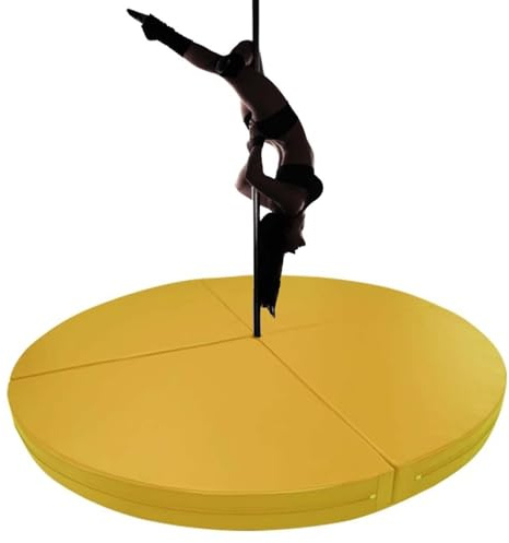 Pole Dance-matta, 2/4 tum tjock rund fallskyddsmatta för Pole Dance - vikbar säkerhetsmatta för hemmagym, yoga, fitness och omklädningsstolpe kudde