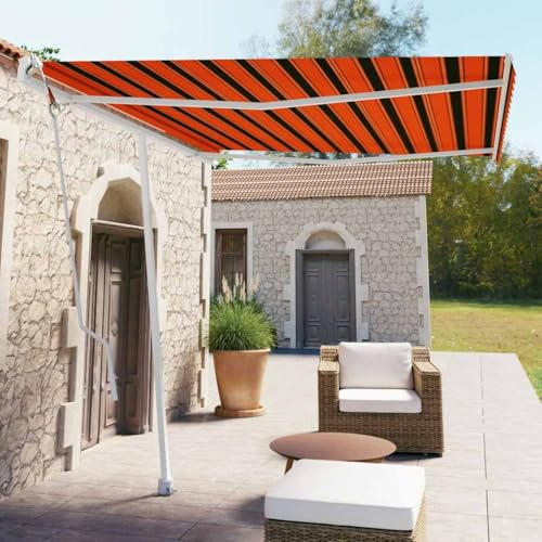 Standmarkise Automatisch 300x250 cm Orange/Braun, UV-beständig, wasserfest, mit Fernbedienung, für Balkon, Terrasse, Garten, Verstellbarer Sonnenschutz