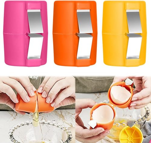 Egg Shell Opener Egg Separator for Raw Eggs,Hard Boiled Egg Peeler Egg Cube Egg Separator,Quickly Cutting Off Cooked Eggs,Stainless Steel Eggshell Breaker Egg Shell Cutter Kitchen Gadgets