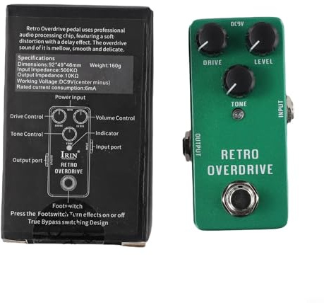 Pedal de efectos de guitarra de 6 modos con distorsión Wah Overdrive Delay Reverb Compresor y preservación de la integridad de la señal (verde)