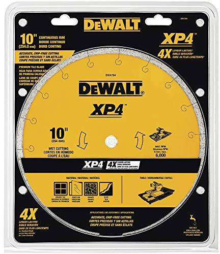 DEWALT Diamond Blade for Tile, Wet Cutting, 10-Inch x .060-Inch (DW4764)