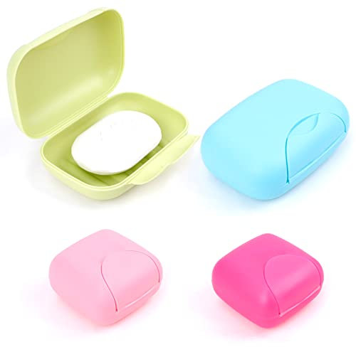 RETON 4 pezzi portatile contenitore portasapone di colore diverso, Portasapone con coperchio, portasapone doccia scatola organizzatore per casa, escursionismo(2 piccoli + 2 grandi)