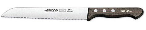 Arcos Serie Atlantico - Caja 6 uds Cuchillo Panero - Hoja Serrada de Acero Inoxidable de 200 mm - Mango de madera Palisandro color marrón (6 UDS)
