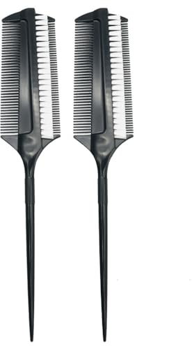 Beaupretty 2st Doppelter Haarfärbepinsel Wurzelbürste Haarfärbebürsten Haarfarbe Pinsel Mit Nadel Rasiermesser Kämme Für Haare Haarfärbekamm Haarbürste Doppelkopf Haarfärbemittel Fräulein