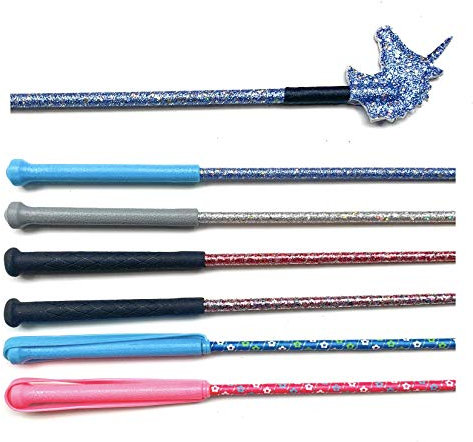 JA Horse - Kinder Reitgerte Gerte Glitzer Einhorn Blume (61 Einhorn blau)