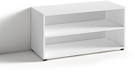 byLIVING TV Stand VICTORIA / kleines Regal weiß / Beistelltisch 90 cm breit / Wohnzimmertisch / Schrank / TV und Phono Bank / TV Tisch / Weiß / 90 x 45 x 39 cm (BxHxT)