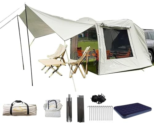 TentHome Tienda de Coche para Maletero de Campaña Trasera SUV Furgoneta Camper Caravana Accesorios Versátil Toldo de Camping Coche para Acampar con Antimosquitos Anti UV Carpa para Coche