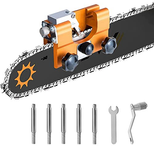 SJASD Aiguiseur de Chaîne de Tronçonneuse Portable à Manivelle,ffutage Chaine de Tronconneuse Electrique Facile à Utiliser - Dispositif d'affûtage de chaîne Domestique pour Bûcheron