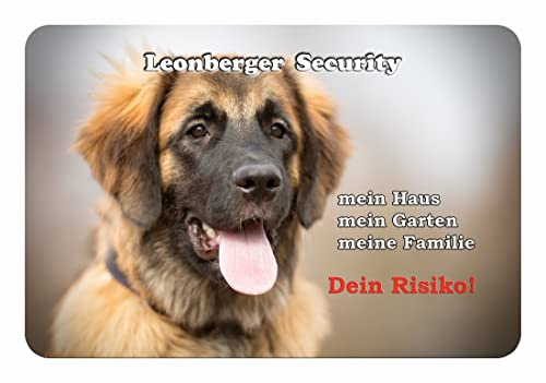 Merchandise for Fans Warnschild - Schild aus Aluminium 30x40cm - Motiv: Leonberger Security (02)