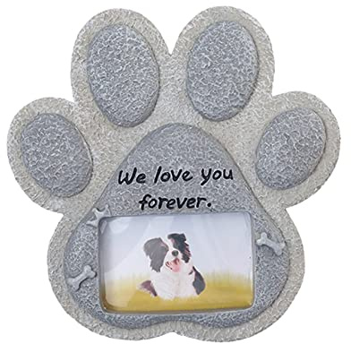 TAKONE Grabstein Hund Harz Herzform Gedenkstein 18x17cm Garten | Hund Grabstein Harz Herzform 18x17cm wetterfest sonnenfest wasserdicht Fototasche Garten