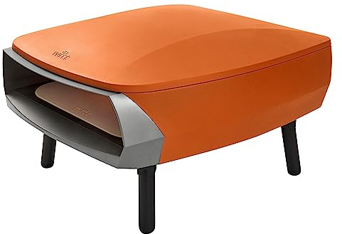 Witt Etna Fermo Gas Pizzaofen Orange mit Cordierit-Pizzastein bis 500 °C | 9,2 kW Halbmond-Gasbrenner, Backfläche für 2 Pizzen oder 1 Pizza bis 40,5 cm, klappbare Füße, inkl. 50 mbar Regler