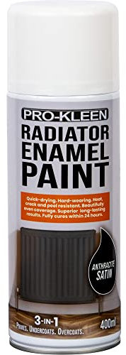 Pro-Kleen Radiator Enamel Spray Paint Anthracite Satin 400ml - Heat Resistant up to 100ºC - For Radiators, Hot Pipes, Water Tanks & More - Fast Drying & No Primer Needed