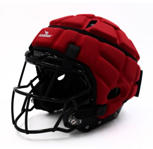 Guardian Cap - Soft-Shell Helmet Cover for Football and Lacrosse - Reduces Impact and Protects Helmets - One Size Fits All for Youth, High School and College Programs - Red