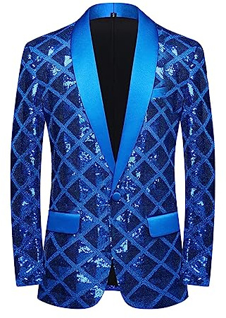 CARFFIV Men Sequin Shiny Stereoscopic Pattern Prom Suit Jacket One Button and Blazers Tuxedo for Wedding Banquet