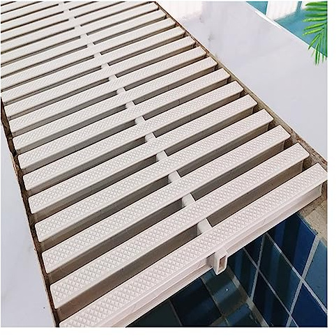 XPLKQXE Grilles Fixées sur Le Dessus du Caniveau, Capuchons Trop-Plein Plastique PVC, Caillebotis Couvercle Grille D'égout Cuisine Piscine Jardin Extérieur (Couleur : White, Taille : 25cm)