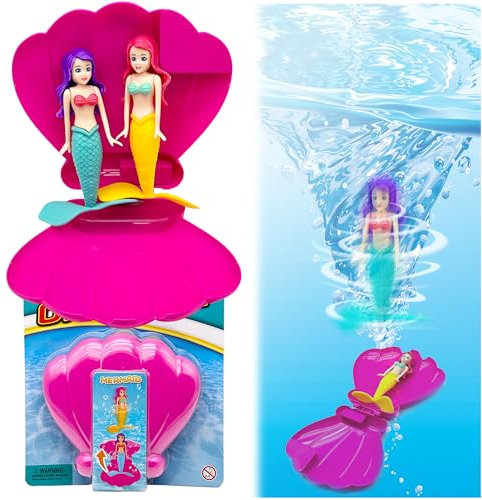 Mermaid Pool Toy Shell, Includes 2pcs Mermaid & 1 Shelll, Summer Swimming Water Toys, Swim Diving Pool Accessories, Little Mermaid Party Supplies & Water Toys for Girls