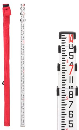 Grade Stick, 14-Foot Dual Sided Aluminum Grade Rod - 10ths, 4 Sections Telescopic Leveling Rod with Bubble Level - Laser Level Stick with Soft Carrying Bag for Construction (14FOOT 10TH)