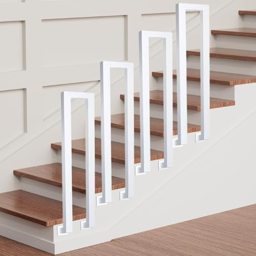 Corrimano a Ringhiera per Scale interne, a forma di U, ferro battuto, corrimano scale fai da te Montaggio Laterale, passamano per scale esterni, Corridoio Loft Villa (100cm, Bianco)