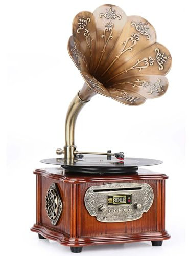 Machine à Vinyle, Haut-Parleur Bluetooth rétro, Gramophone pour Disque Vinyle, Radio à clé USB rendent la Musique Plus texturée,WithoutCDfunction