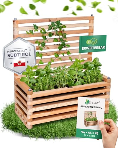 Kaiserbeet® Hochbeet aus Lärchenholz 94x44x98cm [ERWEITERBAR] Blumenkasten für Garten, Balkon & Terrasse - Hochwertig & wetterfest - Kräuterbeet für Gemüse Kräuter & Blumen - Blumenkasten aus Südtirol