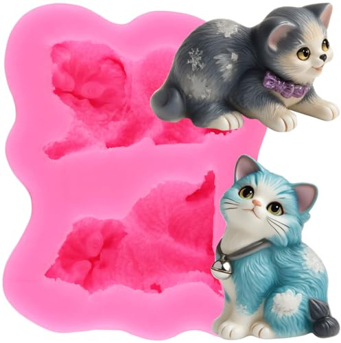 XMOLDNMS Katze Silikon Fondant Formen Tier Schokolade Süßigkeiten Form für Kuchen Dekoration Cupcake Topper Polymer Clay Gummipaste