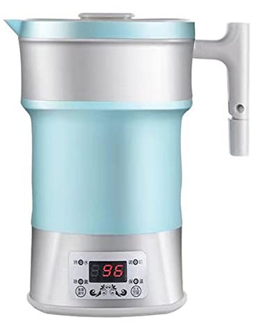 Bollitore Elettrico Pieghevole 110 V‑220 V, Bollitore Elettrico da Viaggio in Silicone da 800 W Bollitore Elettrico Pieghevole con Controllo Termostatico Per Caffè, Tè, Spina Europea(Blu)