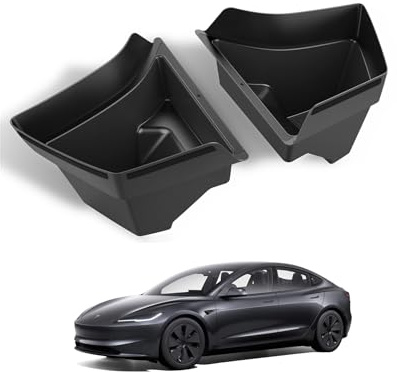 Spigen Tesla Model 3 2026 Highland Kofferraum Organizer, Hintere Kofferraum Aufbewahrungskörbe, Antirutsche Streifenmuster, Seitenbox für Innenzubehör, Aufbewahrungsbehälter für Model 3 2026 - Carbon