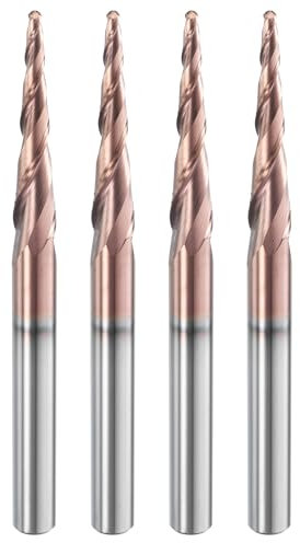 sourcing map 4 Pcs Ball Nose End Mill 2 Flute 0.079 Diameter 1/4 Shank Tungsten Carbide Uncoated Spiral CNC Router Bits 1-1/4 Cutting Length Single End Ball for Carving Engraving Grinding