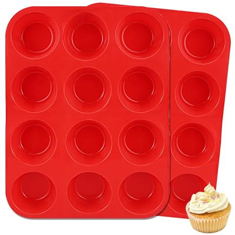2 Moldes Magdalenas Silicona para,Moldes para Magdalenas,Molde Silicona Magdalenas,Adecuado para hacer pastelitos, pudines, etc