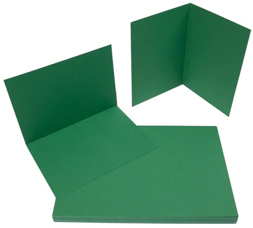 PresentFill® Klappkarten blanko in Smaragd Grün - 50 Faltkarten A6, Klappkarte ideal zum Karten selbst gestalten, beschriften oder bedrucken - passend für C6 Umschläge