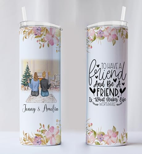 EKAM Personalised Tumbler for Best Friend or Sister - 20oz Stainless Steel Insulated Travel Tea/Coffee Mug Personalised Friendship Gift for Women, BFF Birthday Present for Her, for Christmas