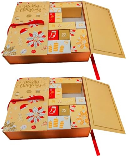 2 Pack Empty Advent Calendar | 48 Pieces Colorful Reusable Empty Boxes to Fill Yourself | Fillable Countdown Calendar | 24 Days of Christmas DI-Y Advent Calendar | for Kids Toy Cosmetic Small Models