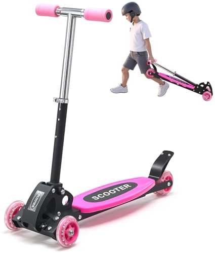 Trottinette Pliable pour Enfants de 3 à 5 Ans, Trottinette de qualité supérieure, réglable en Hauteur sur 4 Niveaux, avec Carton