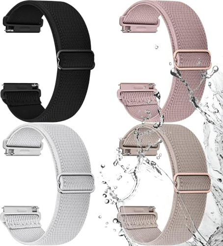 Fullmosa vattentåliga klockarmband med snabbkoppling 18mm 20mm 22mm 4-pack elastiska flätade klockarmband i nylon Mjuka justerbara Solo Loop-armband för kvinnor och män