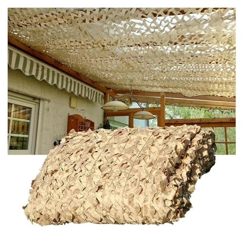 Red De Camuflaje Militar, Red De Sombra, para Cazar, Acampar, Pérgola, Sombrilla, Toldo Camuflaje Exterior Toldo Vela De Sombra, 4x5m, Beige(3x6m/9.8x19.6ft)