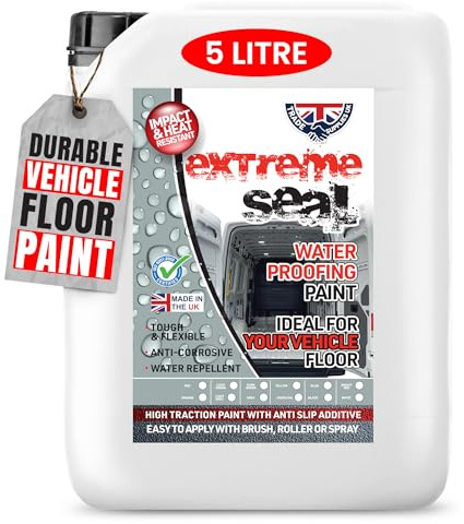 TRADE SUPPLIES UK - Extreme Seal Waterproofing Paint - Tough Anti-Slip Coating for Vans, Vehicles & Workspaces. Anti-Corrosive, Impact & Heat Resistant, Flexible & Hard-Wearing - 5L, Mid Grey