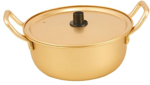 JOINPAYA Olla Para Sopa Fideos y Ramen Coreano Tapa y Asas Dobles De Aluminio Para Cocinar o Leche Acampar