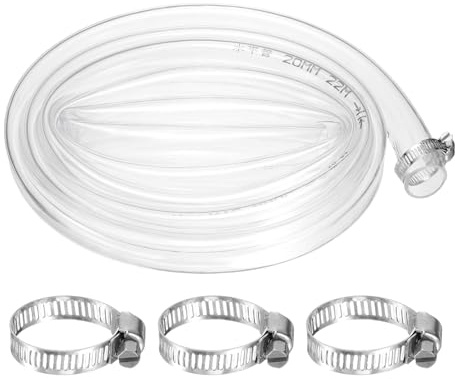 sourcing map PVC Clear Vinyl Tubing, 0.79 ID. 0.94 OD. 6.56 ft Length PVC Tube, Drain Hose, Water Pump Hose, Irrigation Pipe, Plastic Tube with Clamps for Water Oil Transfer, Transparent