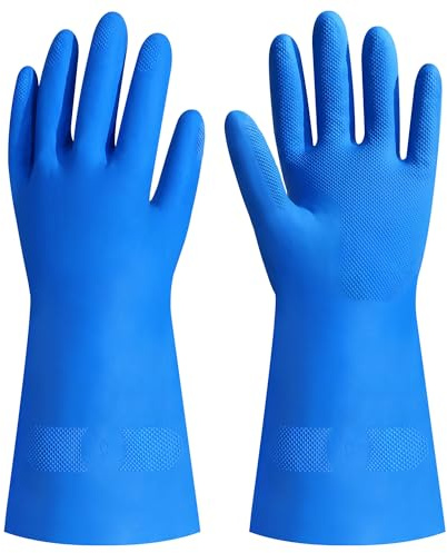 13” Nitrile Chemical Resistant Gloves, Reusable Heavy Duty Gloves, Safety Work Protective Glove, Liquid Splash Acid Alkali Oil Protection, Industrial Washing Up Gloves, Non-Slip, Waterproof