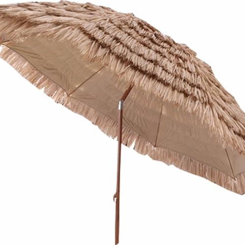 JTPMYFT Sombrilla Plegable de imitación Paja con Bolsa de Transporte for jardín, balcón, Playa y terraza, diámetro 160 cm.(2.4m(94.4inch))