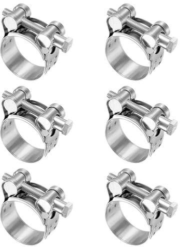 Gelenkbolzenschelle Edelstahl 40-43mm Motorrad Auspuff Schellen 6 Stück Spannbackenschellen Bandbreite 20mm Auspuffrohr Auspuffrohr Klemme für Nutzen am Auspuff Schlauch Wasserrohr Befestigung