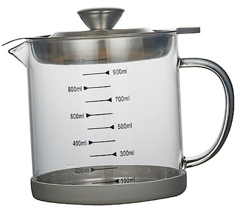 BESTYASH Stainless Steel Grease Container Strainer 1000ml Oil Filter Pot for Kitchen Cooking and Bacon Grease Storage Leak-Proof Oil Jug