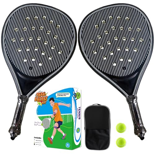 Padel Tennis Schläger Set in schwarz – Komplettset für Anfänger & Profis – ABS-Material für langlebige Stabilität & optimale Schockabsorption – Mit praktischer Transporttasche