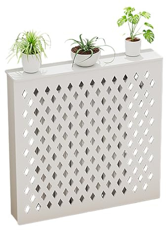 KAFHGEIN Radiator Cover MDF avec Design Moderne à Lattes, Grille Cache radiateur pour radiateur et radiateur Mural Wood Radiator Cover(100x80x15cm)
