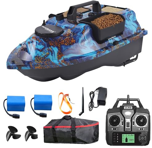 nuobake Bait Boat,RC Bait Boat for Fishing with GPS & Auto Return,4.4lbs Bait Capacity, 8-Hours Battery, 546yd Remote Control Range, Brushless Motors & Night Light,ABS Heavy-Duty Hull