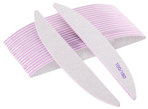 Limes à Ongles Professionnelles, Lot de 20 Grain 100/180 Double Face Robustes Lavables pour Ongles en Acrylique et Naturels Salon et Maison